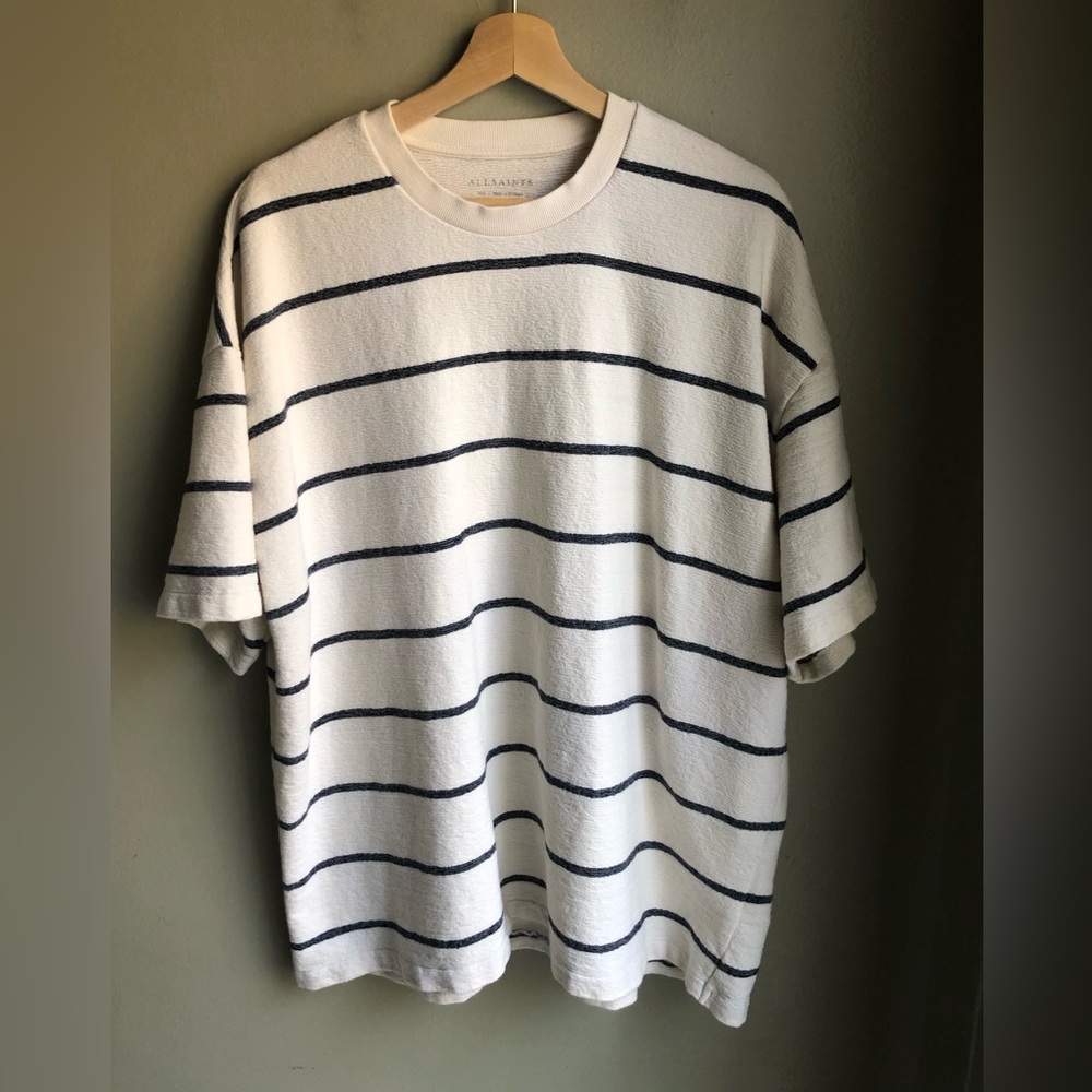AllSaints Men's Striped Oversized T-Shirt Size: M